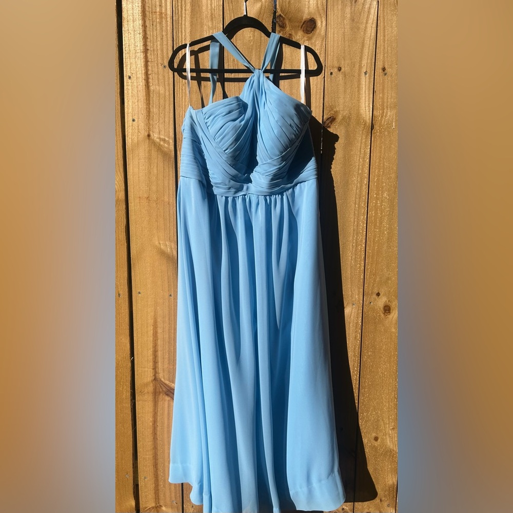 Sky Blue Christiana Wu Halter Top Formal Dress, Size 20, worn once!